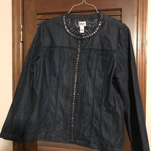 Dark blue denim jacket. Chico’s size 3